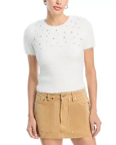 Свитер, украшенный стразами Aqua, белый