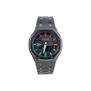 CASIO Часы Unisex Liquid Crystal/Analog Dual Display Series 48.5mm Black Watch, Rainbow Epoch Sandblasting Gun