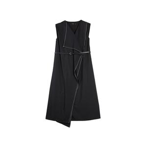 Женское платье без рукавов с V-образным вырезом, средней длины ELLE, черный