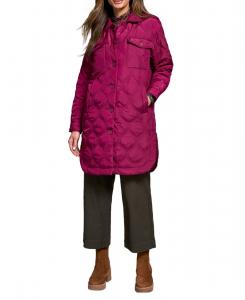 Женская длинная стеганая куртка на пуговицах с карманами TRIBAL, Plumwine