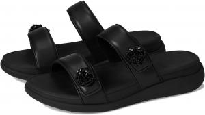 Сандалии FitFlop F-Mode Go Beadie-Button Adj. Flatform 2-Bar Slides, цвет All Black