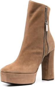 Женские стильные ботильоны YDN с массивным высоким каблуком, молнией, платформой, элегантным квадратным носком, боковой застежкой-молнией, на щиколотку. Модная обувь для зимы, офиса, вечеринки и нарядного выхода., Camel