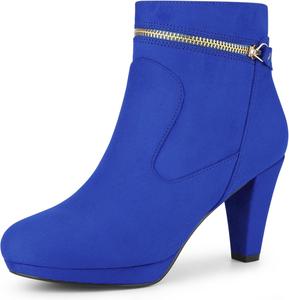 Женские ботильоны Allegra K с круглым носком и средним каблуком, Royal Blue