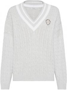 Хлопковый джемпер Brunello Cucinelli, серый