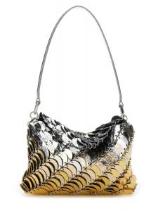 Структурированная кожаная сумка с металлическими деталями Rabanne, мультиколор