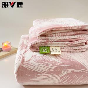 Yalu Флисовая простыня 240х270 см с парой наволочек, цвет Hailangfeng, утепленная, мягкая и теплая