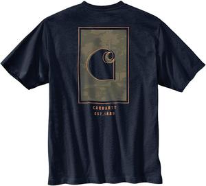 Футболка Carhartt с коротким рукавом, свободного кроя, плотная, с камуфляжным принтом, Navy