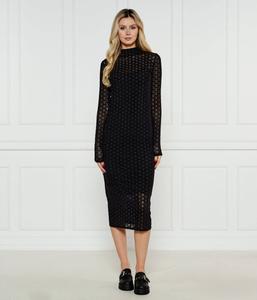 Платье женское Hugo Blue полупрозрачное с логотипами бренда, черный