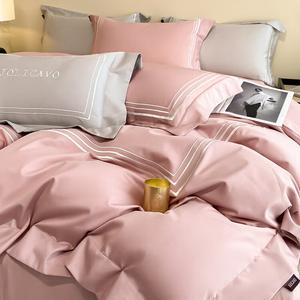 FUANNA Комплект постельного белья 4 предмета, простыня 180х200 см, цвет красный, в стиле отеля