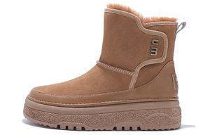 Junjali Тёплые водонепроницаемые износостойкие нескользящие короткие зимние ботинки 4 см женские утеплённые хлопковые чёрные, цвет Black Thickened Cotton