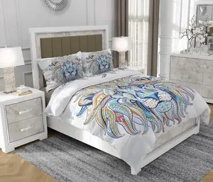 Постельное белье 200х220 см + 2х70х80 см, 3-х предметное, 100% хлопок, сатин, молния, разноцветное - | So.0297 SOVIO