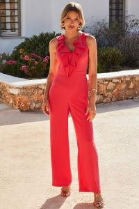 Комбинезон с широкими штанинами и оборками Sosandar, розовый