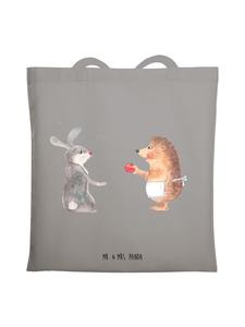 Сумка через плечо с рисунком зайца и ежика, без надписи, светло-серого цвета. Mr. & Mrs. Panda