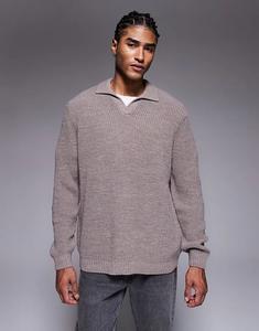 Свободное трикотажное поло ASOS DESIGN с вырезом на шее из норки