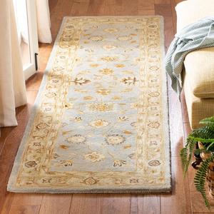 Ковер SAFAVIEH, 69 x 244 см, Anatolia Collection Runner, Light Blue & Sage, ручной работы традиционный восточный из шерсти, идеален для помещений с высокой проходимостью в гостиной, спальне (AN556B)