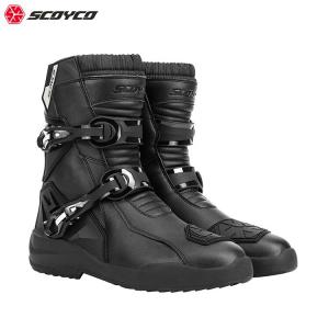 SCOYCO Мотоциклетные ботинки для гонок, waterproof и breathable, для комьютинга и дальних поездок, mt038wp, черные, размер 42