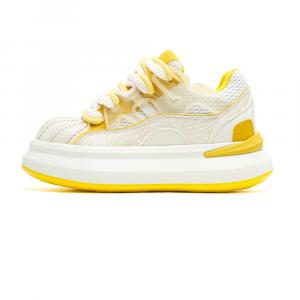 WENPU Женские легкие дышащие низкие скейтерские кроссовки с эффектом увеличения роста желтые, цвет Yellow