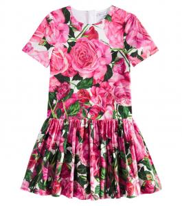 Платье из хлопкового поплина Dolce&Gabbana Kids, цвет rose fdo.bianco
