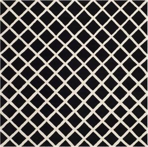 Ковер SAFAVIEH, 214 x 214 см, Chatham Collection, Black & Ivory, ручной работы, узор Trellis, шерсть, подходит для помещений с высокой проходимостью в гостиной, спальне (CHT718K)
