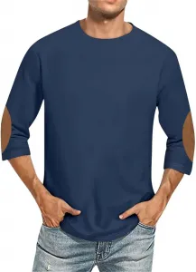 Мужская футболка с цветными блоками, длинный рукав 3/4, Crew Neck, для тренировок