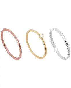 Комплект из 3 колец с кубическим цирконием (0,12 карата) из трехцветного стерлингового серебра Macy'S, silver