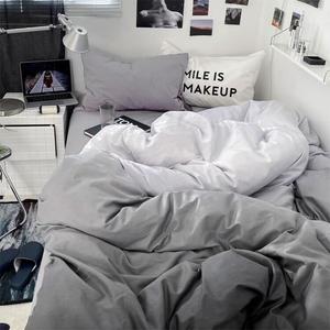 Muji Комплект постельного белья для студенческого общежития из 3 предметов (простыня 140х210 см, наволочка, подушка), цвет градиентный от темно- до светло-серого