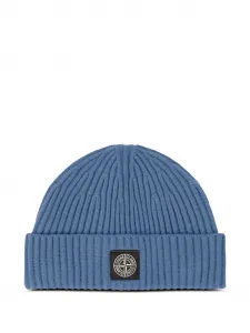 Шапка бини в рубчик с нашивкой-логотипом Stone Island, синий