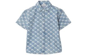 Рубашка детская Burberry с узором, светло-голубой