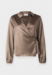 Блуза WRAPPED OVER COLLAR NECK LONG SLEEVES  Anna Field Tall, бежевый