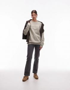 Толстовка свободного кроя реглан с вышитым логотипом CAT WWR плотностью 300 г/м², цвет «камень»