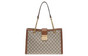 Сумка-шоппер с кожаным замком Padlock Canvas, через плечо, женская GUCCI, gift set(basic set+box+shopping bag)