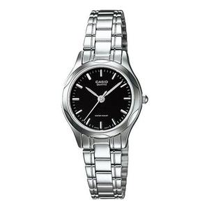 Часы CASIO Stainless Steel Strap Quartz Waterproof Black Dial Black Analog, черный