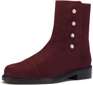 Женские классические ботильоны Zszszsu с круглым носком, бусинами и пуговицами, на плоской подошве, с низким каблуком и боковой молнией, короткие ботинки для осени и зимы, размер 4-16 US