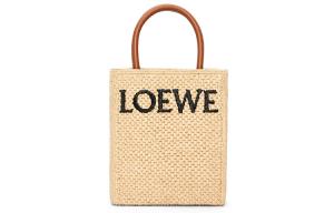 Сумка-тоут из рафии для нот, шоппер, дамская сумка Trumpets натуральный/черный LOEWE