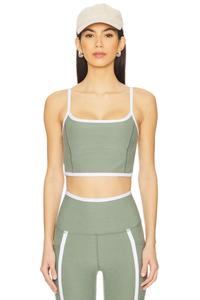 Spacedye new moves высокий укороченный топ Beyond Yoga, grey sage heather & cloud white