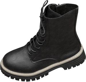 Женские ботильоны на шнуровке, с круглым носком, удобные ботинки для осени и зимы, для повседневной или официальной носки Generic, Black