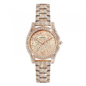 KANGOL Часы Women's Watch, Rose Gold Band with Rose Gold Dial[Custom Box+Fully Paved with Diamonds]
