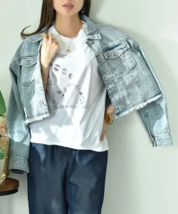 Свободная джинсовая куртка с бахромой по низу Interplanet, цвет Saxophone