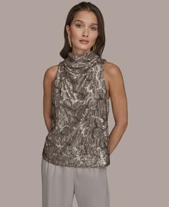 Женская блузка с воротником-хомутом, украшенная пайетками Donna Karan New York, Antique Silver