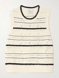 Двухцветный жилет Athena из хлопка ажурной вязки Varley, белый