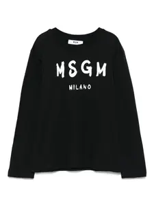 Топ milano с длинными рукавами и логотипом MSGM Kids, черный