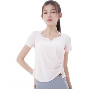 361° Футболка для йоги женская светло-розовая с V-образным вырезом Moderate