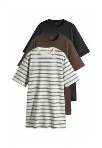 Комплект из 3 платьев с коротким рукавом, стандартного кроя. The Set, Black Chocolate Brown Stripe