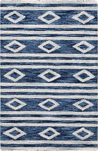 Ковер SAFAVIEH, 77 x 122 см, Micro-Loop Collection, Navy & Ivory, ручной работы марокканский племенной шерстяной, идеально для помещений с высокой проходимостью: прихожая, гостиная, спальня (MLP153N)