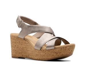 Сандалии Clarks Rose Wedge Sandal, Taupe Nubuck