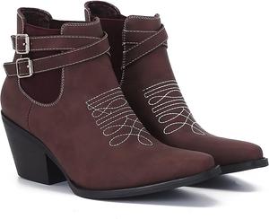 Женские ковбойские ботильоны MOOMMO Western с вышивкой, острым носком, массивным каблуком, челси, эластичной вставкой, ремешком с пряжкой, замшевые, до щиколотки, повседневные и нарядные, для езды, размер 4-11 M US, Suede Burgundy