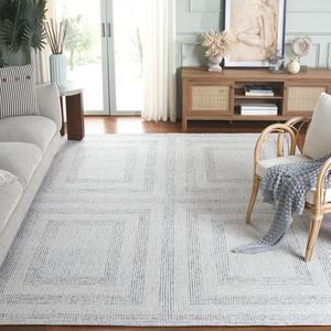 Ковер SAFAVIEH, 244 x 305 см,  - коллекция Abstract - большой - Ivory & Blue, ручная работа из шерсти, идеально для гостиной, спальни, офиса, столовой (ABT928M)