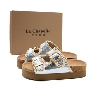 Тапочки-слайды женские серебристые La Chapelle, Silver