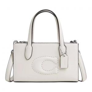 Изящная женская сумка через плечо из телячьей кожи, серебристо-белая COACH