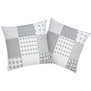Наволочки Gretje для детей, 50x50 см, с застежкой-молнией, смесовый хлопок, пэчворк Lüttenhütt, серый